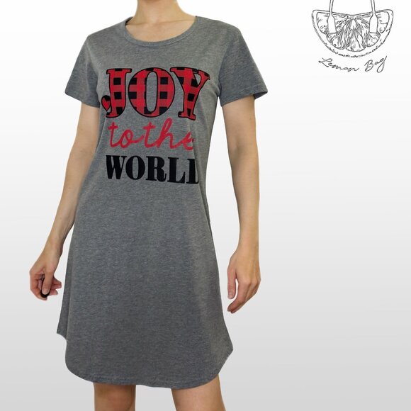 Instant Message / Long T-shirt Pajamas Graphic Christmas/ Size S / Color Grey - Picture 1 of 4